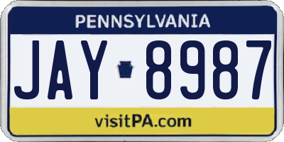 PA license plate JAY8987