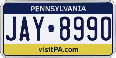 PA license plate JAY8990