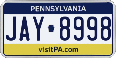 PA license plate JAY8998
