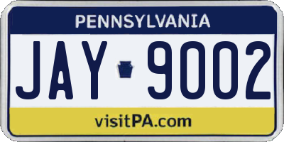 PA license plate JAY9002