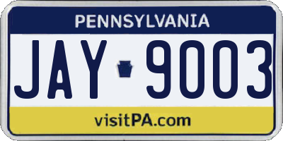 PA license plate JAY9003