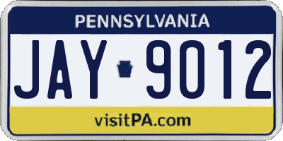 PA license plate JAY9012