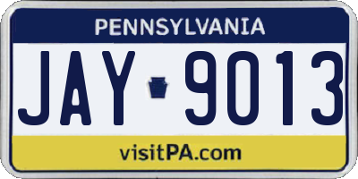 PA license plate JAY9013