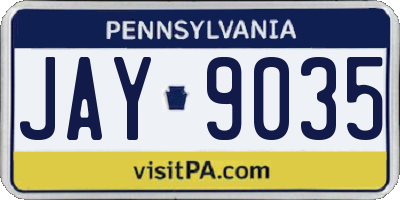 PA license plate JAY9035