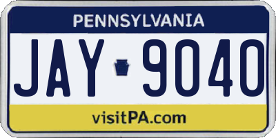 PA license plate JAY9040