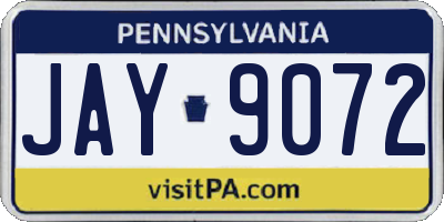 PA license plate JAY9072