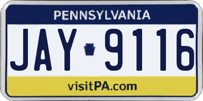 PA license plate JAY9116