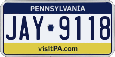 PA license plate JAY9118