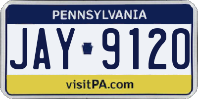 PA license plate JAY9120