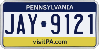 PA license plate JAY9121