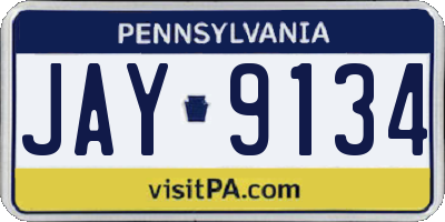 PA license plate JAY9134
