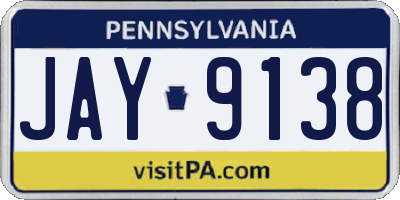 PA license plate JAY9138