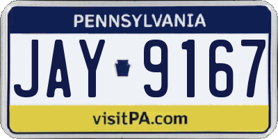 PA license plate JAY9167