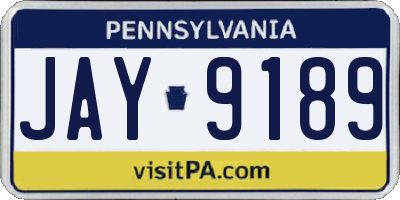 PA license plate JAY9189