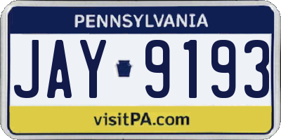 PA license plate JAY9193