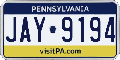 PA license plate JAY9194