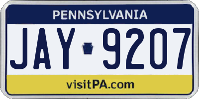 PA license plate JAY9207