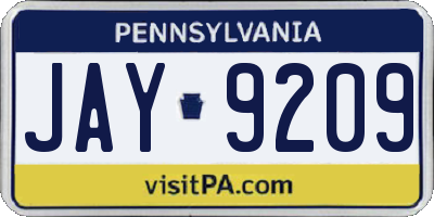 PA license plate JAY9209