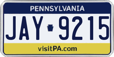 PA license plate JAY9215