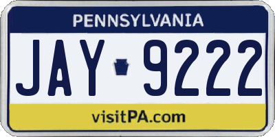 PA license plate JAY9222