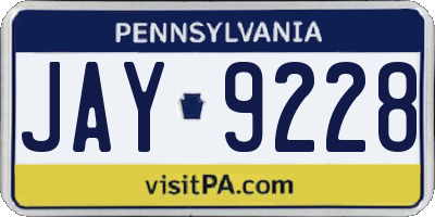 PA license plate JAY9228