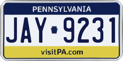 PA license plate JAY9231