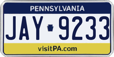 PA license plate JAY9233