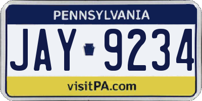 PA license plate JAY9234
