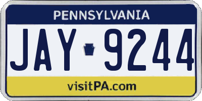 PA license plate JAY9244