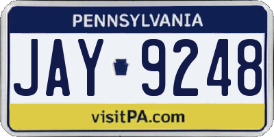 PA license plate JAY9248