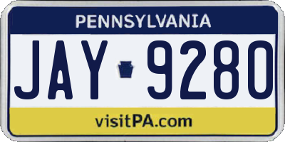 PA license plate JAY9280
