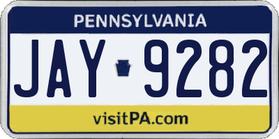 PA license plate JAY9282