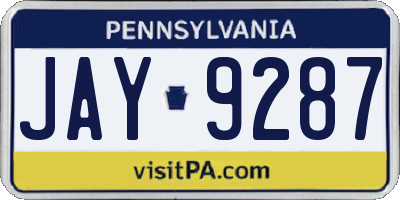 PA license plate JAY9287