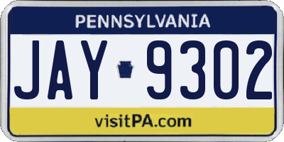 PA license plate JAY9302
