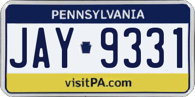 PA license plate JAY9331