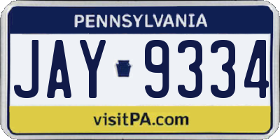 PA license plate JAY9334