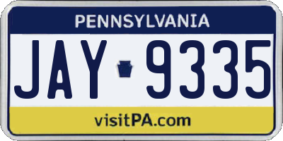 PA license plate JAY9335
