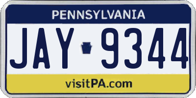 PA license plate JAY9344