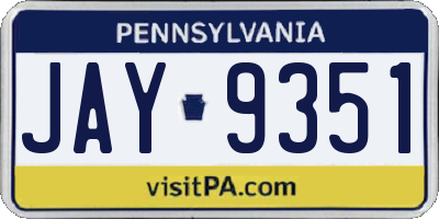 PA license plate JAY9351