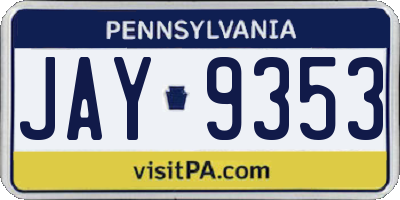 PA license plate JAY9353
