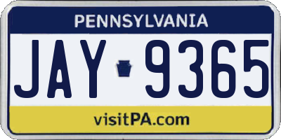 PA license plate JAY9365