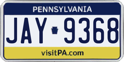 PA license plate JAY9368