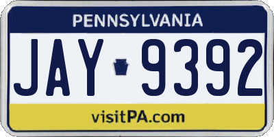 PA license plate JAY9392