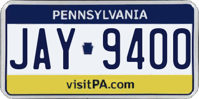 PA license plate JAY9400