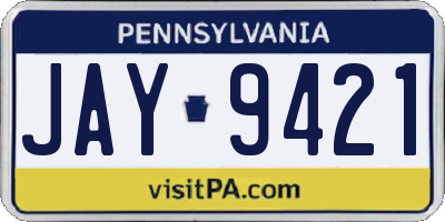 PA license plate JAY9421