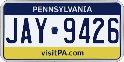 PA license plate JAY9426