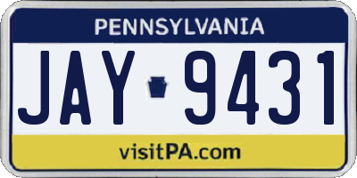 PA license plate JAY9431