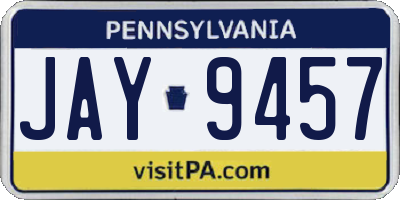 PA license plate JAY9457