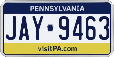 PA license plate JAY9463