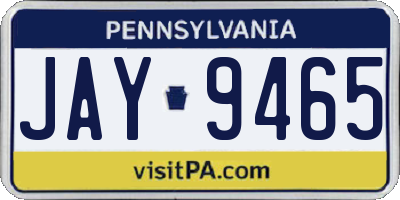 PA license plate JAY9465